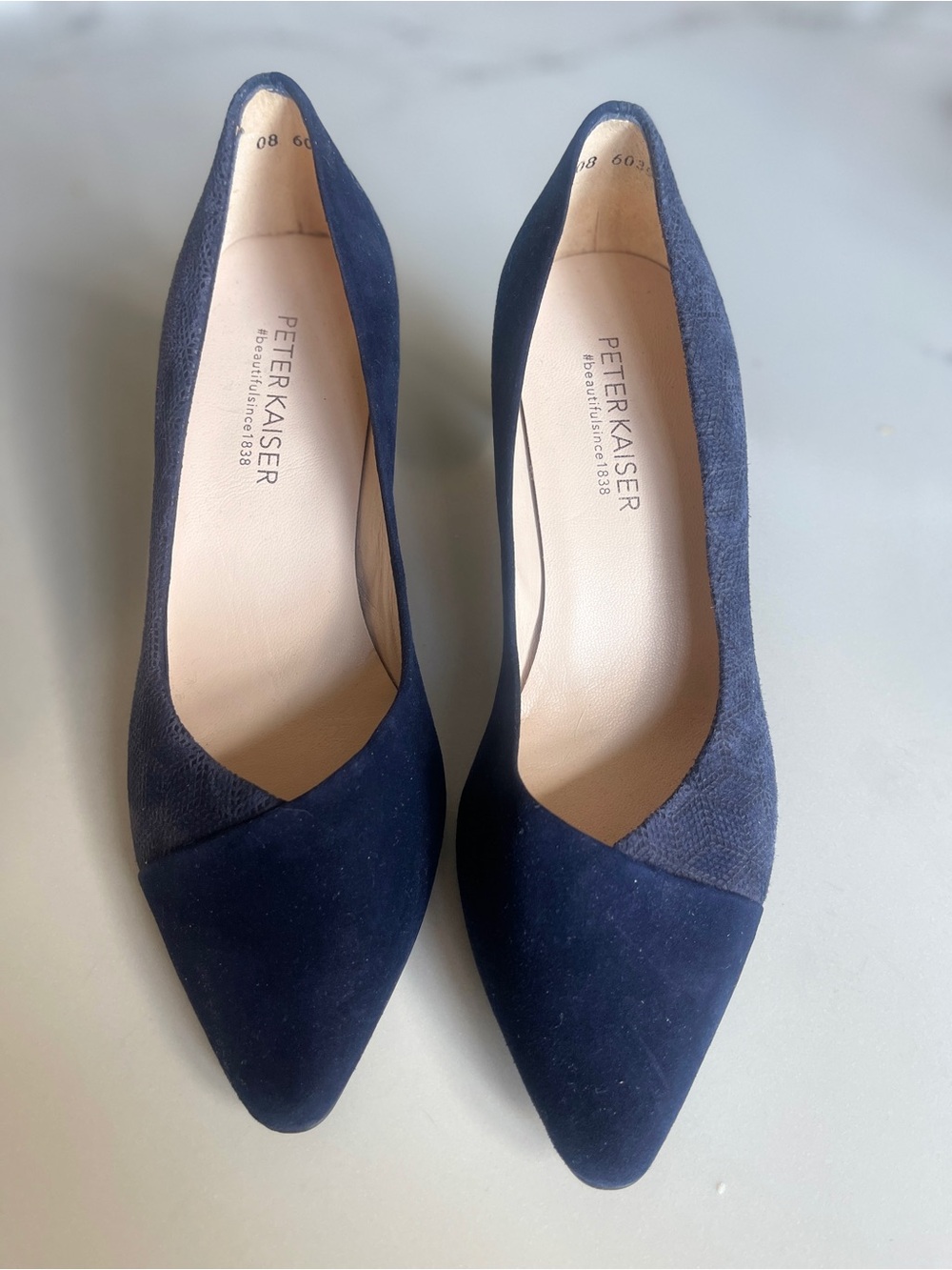 Peter Kaiser Dark Blue Suede Pointed-Toe Pumps